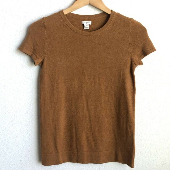 J. Crew Tops - J. CREW • Factory Rusty Brown Wool Blend Knit Short Sleeve Top Size Large